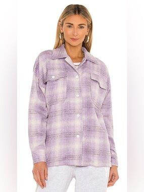 Lovers + Friends Lavender Plaid Emmy Shacket